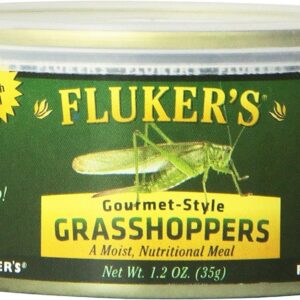 Fluker's Gourmet Canned Food for Reptiles, Fish, Birds and Small Animals, Grass Hoppers 1.2 oz